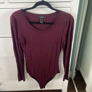 Women's Burgundy Long Sleeve Bodysuit